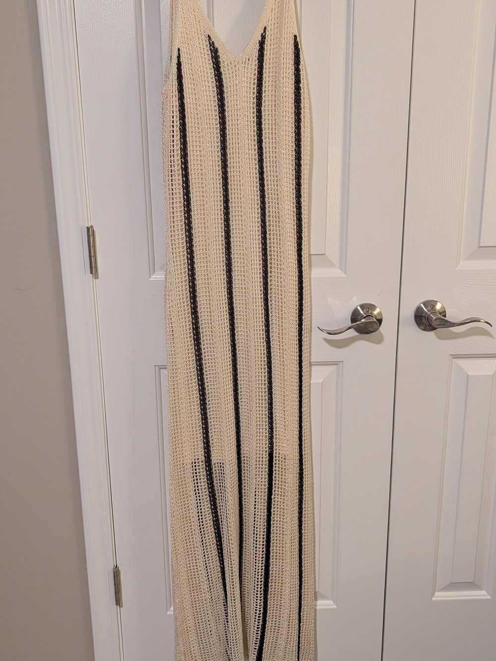 a new day Cream Midi Knit Dress with Black Stripes